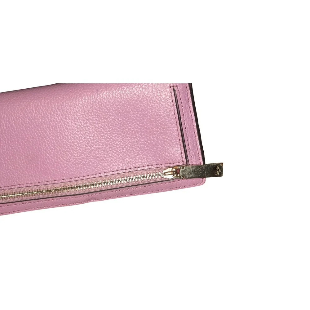 Wallet Kate Spade Pebbled Leather Slim Bifold Womens Orchid Pink